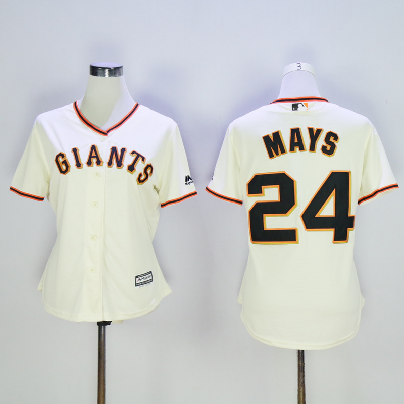 Women San Francisco Giants #24 Mays Cream MLB Jerseys->women mlb jersey->Women Jersey
